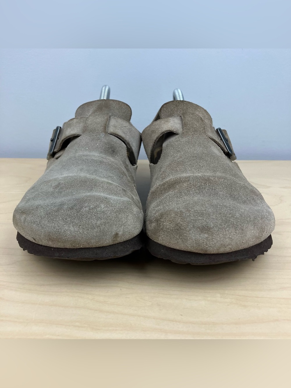 Birkenstock Men’s Size 41 / 8.0 London Taupe Suede Clogs Buckle Strap Shoes - Picture 5 of 11